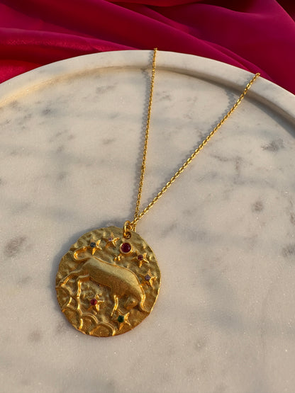 Zodiac Pendant | Handmade with brass, 18kt Gold Plated