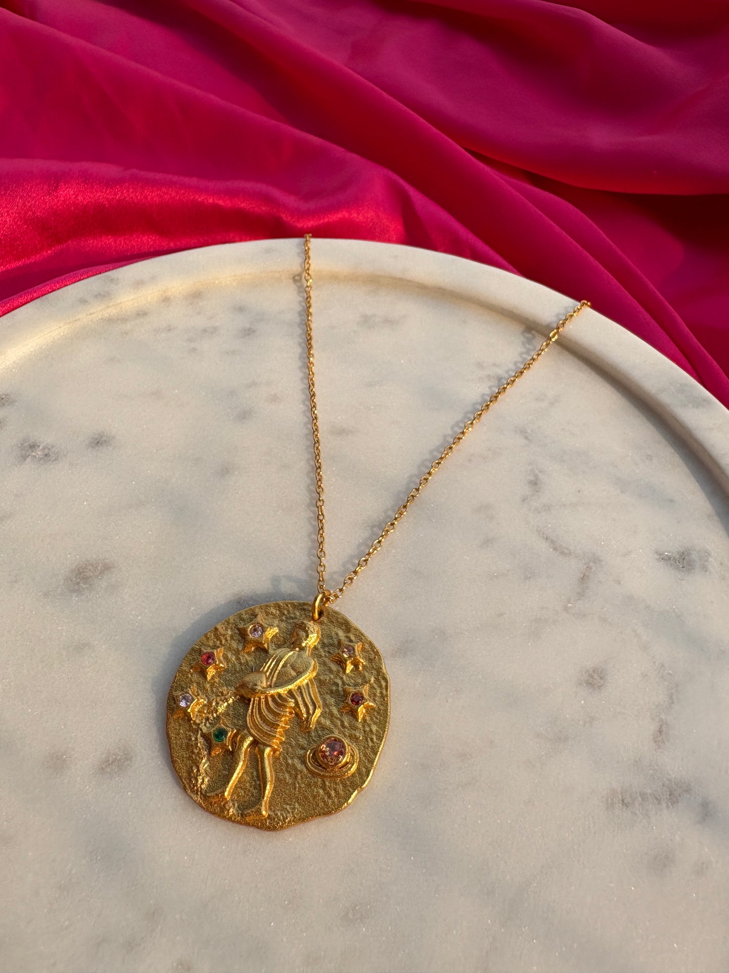 Zodiac Pendant | Handmade with brass, 18kt Gold Plated