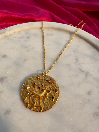 Zodiac Pendant | Handmade with brass, 18kt Gold Plated