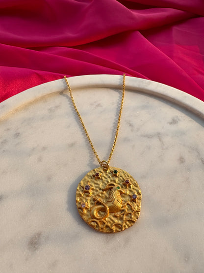 Zodiac Pendant | Handmade with brass, 18kt Gold Plated