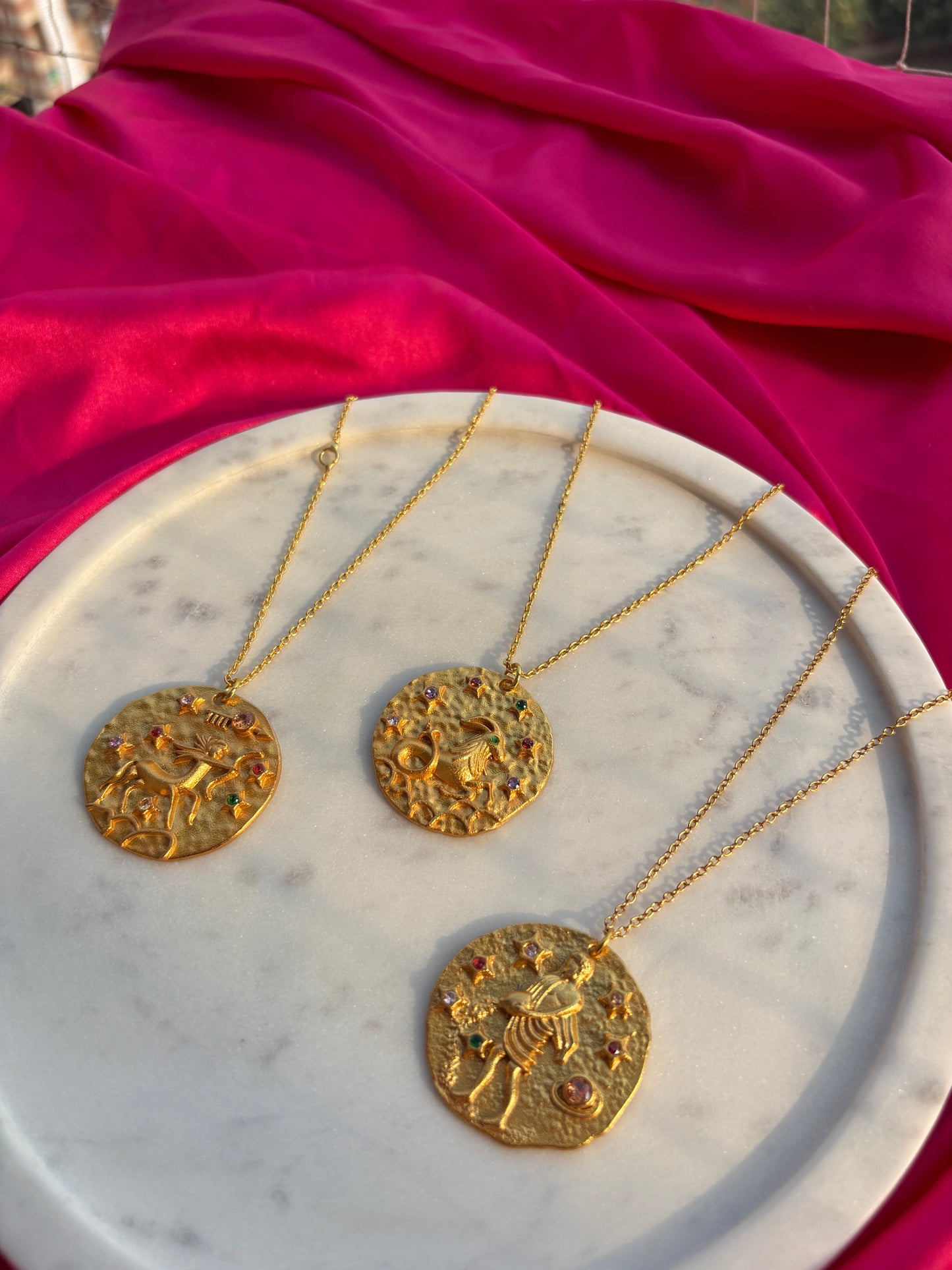 Zodiac Pendant | Handmade with brass, 18kt Gold Plated