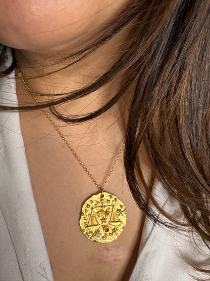 Zodiac Pendant | Handmade with brass, 18kt Gold Plated