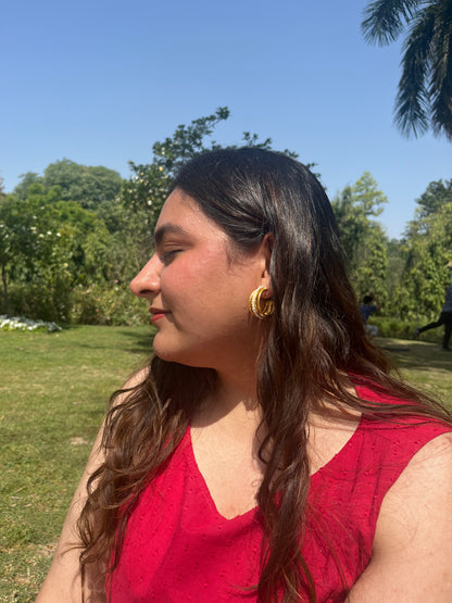 Gajra Hoops | Layered pearl earrings