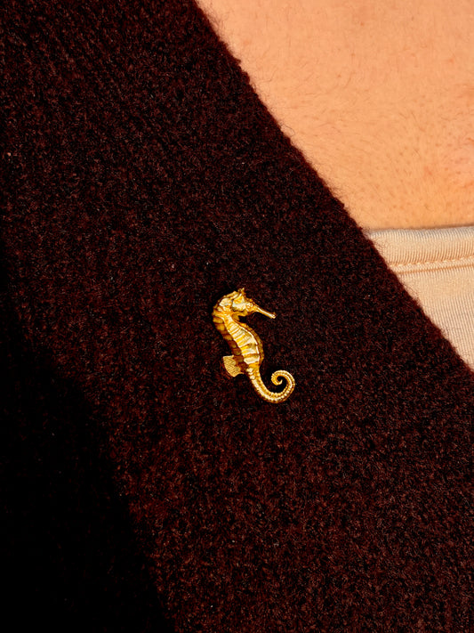 Seahorse Brooch Button
