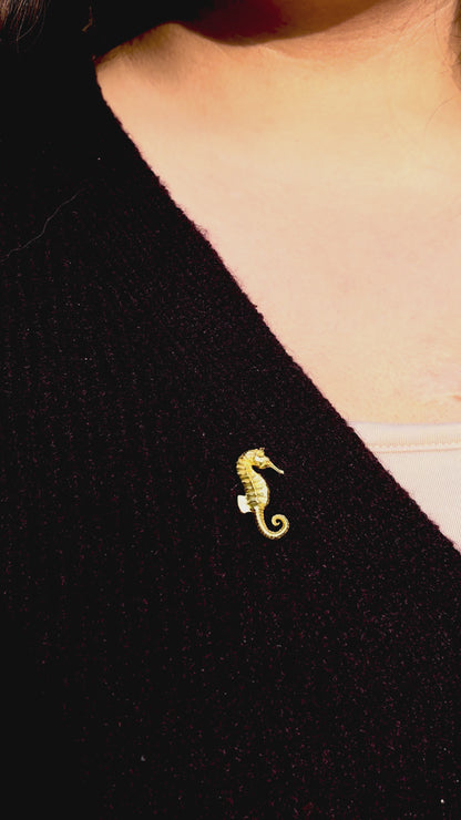 Seahorse Brooch Button